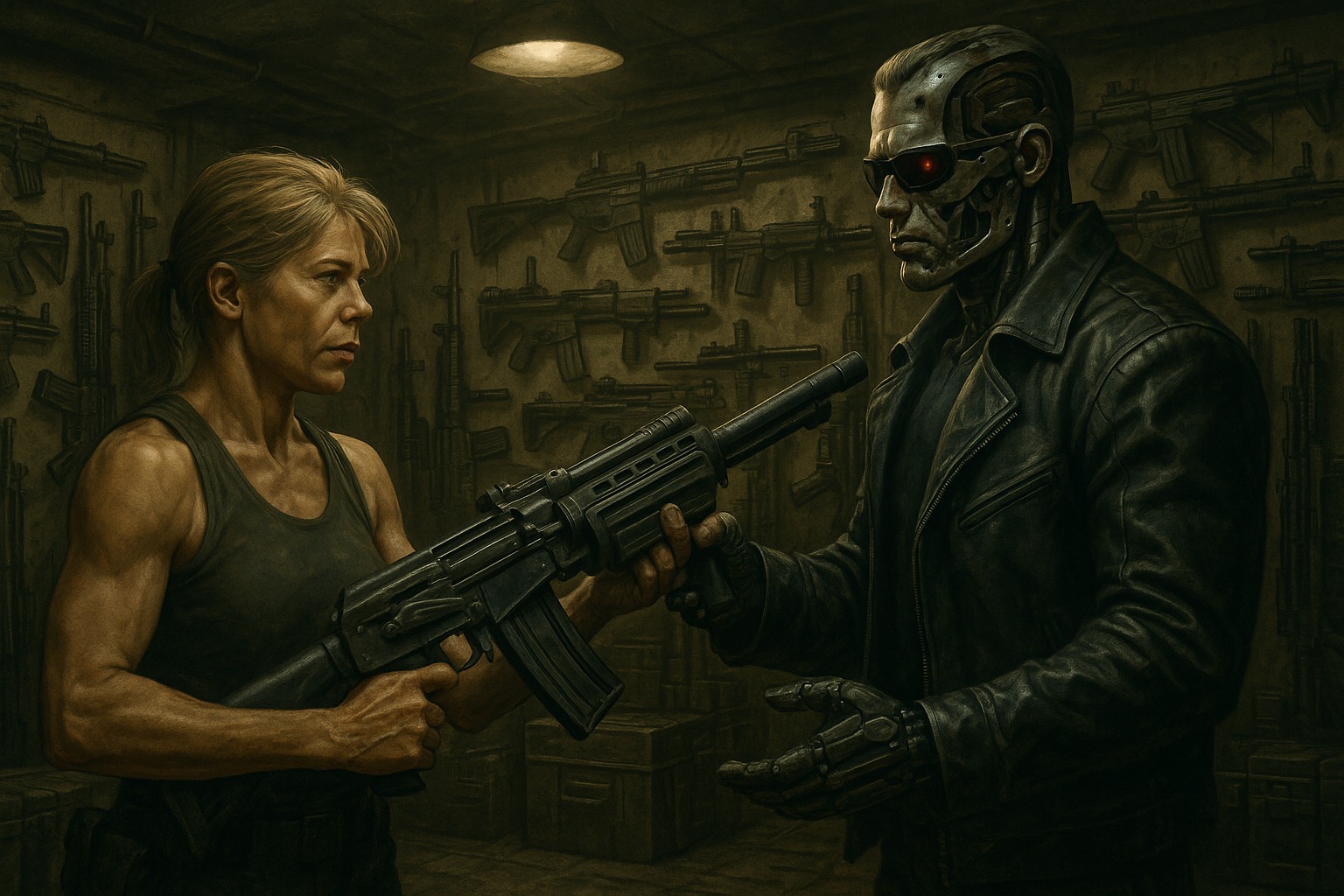 Een mens in interactie met een cyborg