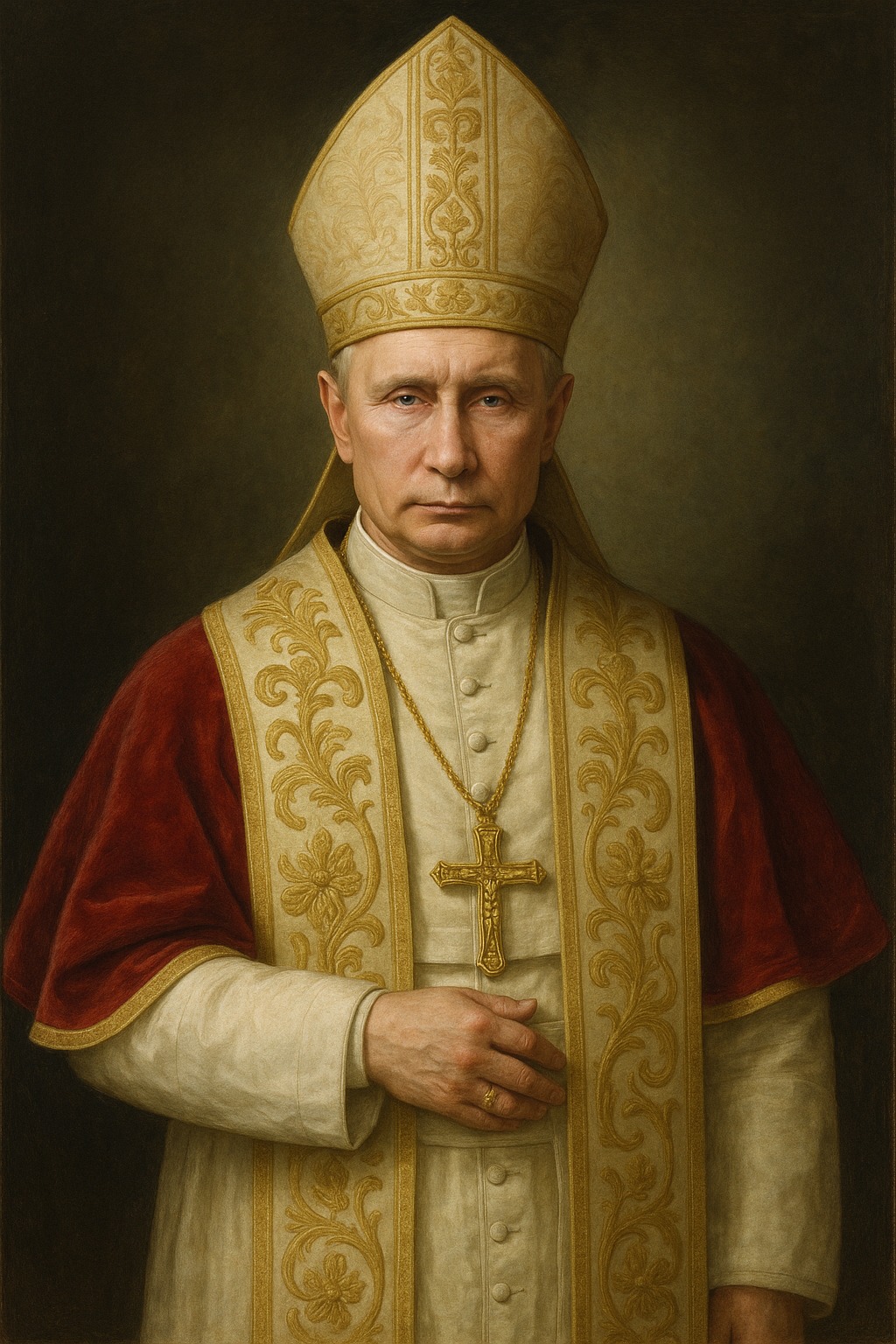 Een door AI gemaakte foto van Poetin als Paus