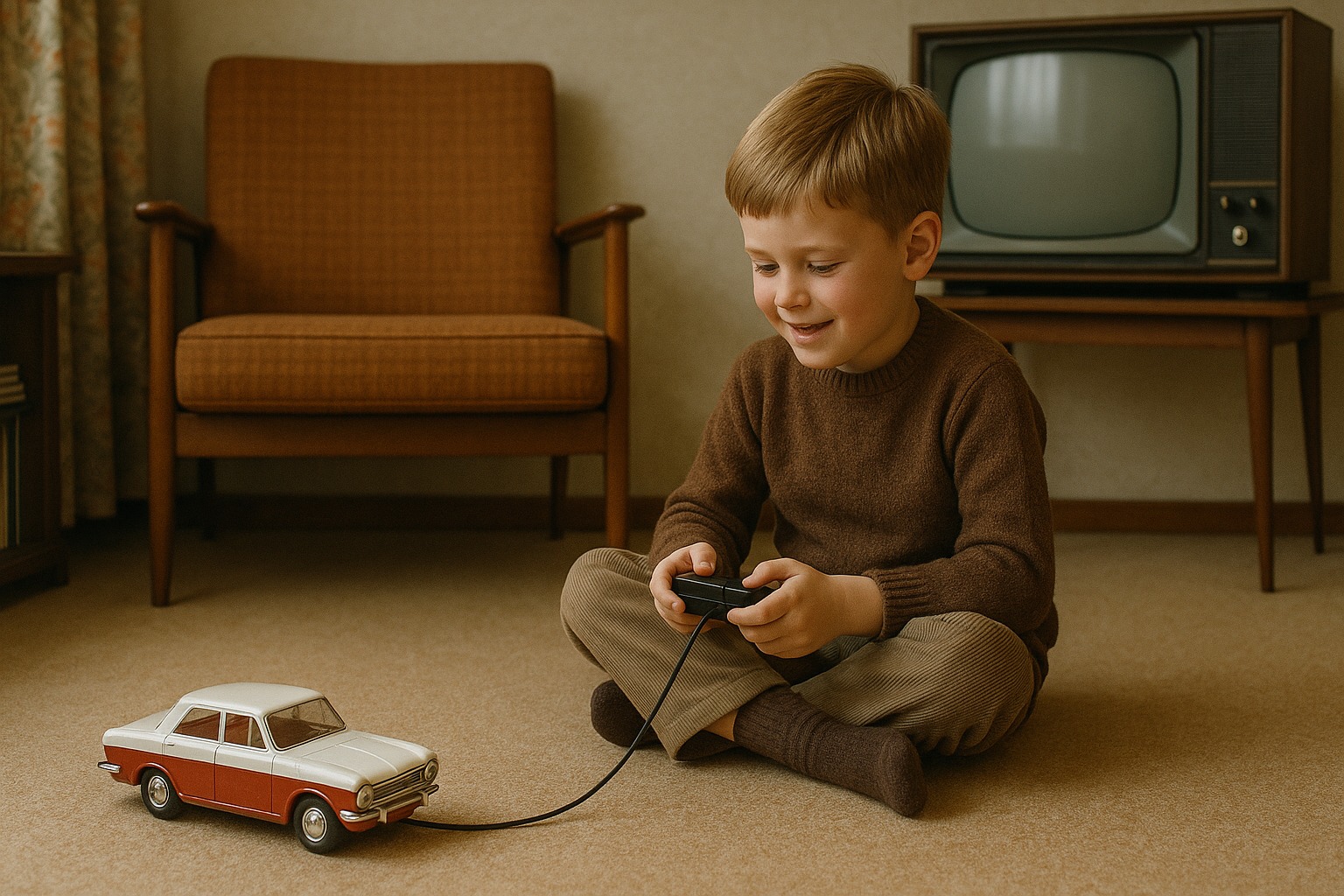 Een kind speelt met een autootje