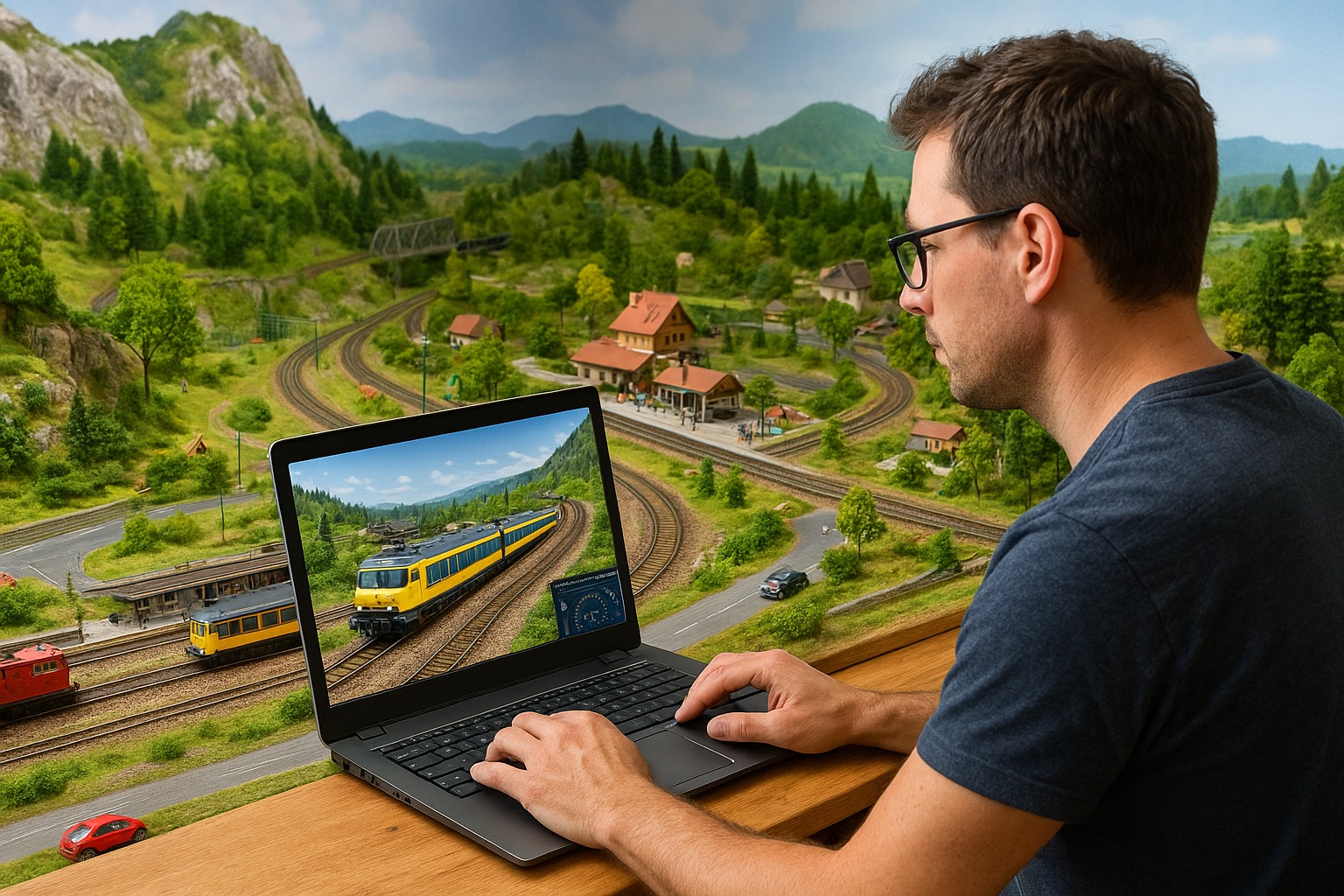 Een trainsimmer in actie