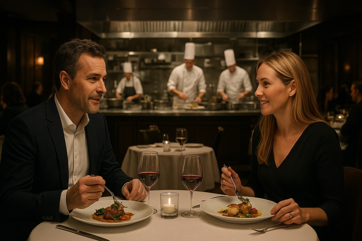 Twee mensen eten in een restaurant