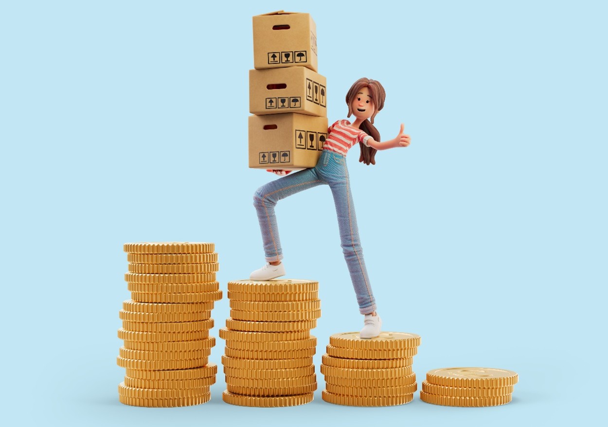 Tekening van persoon op geldmunten