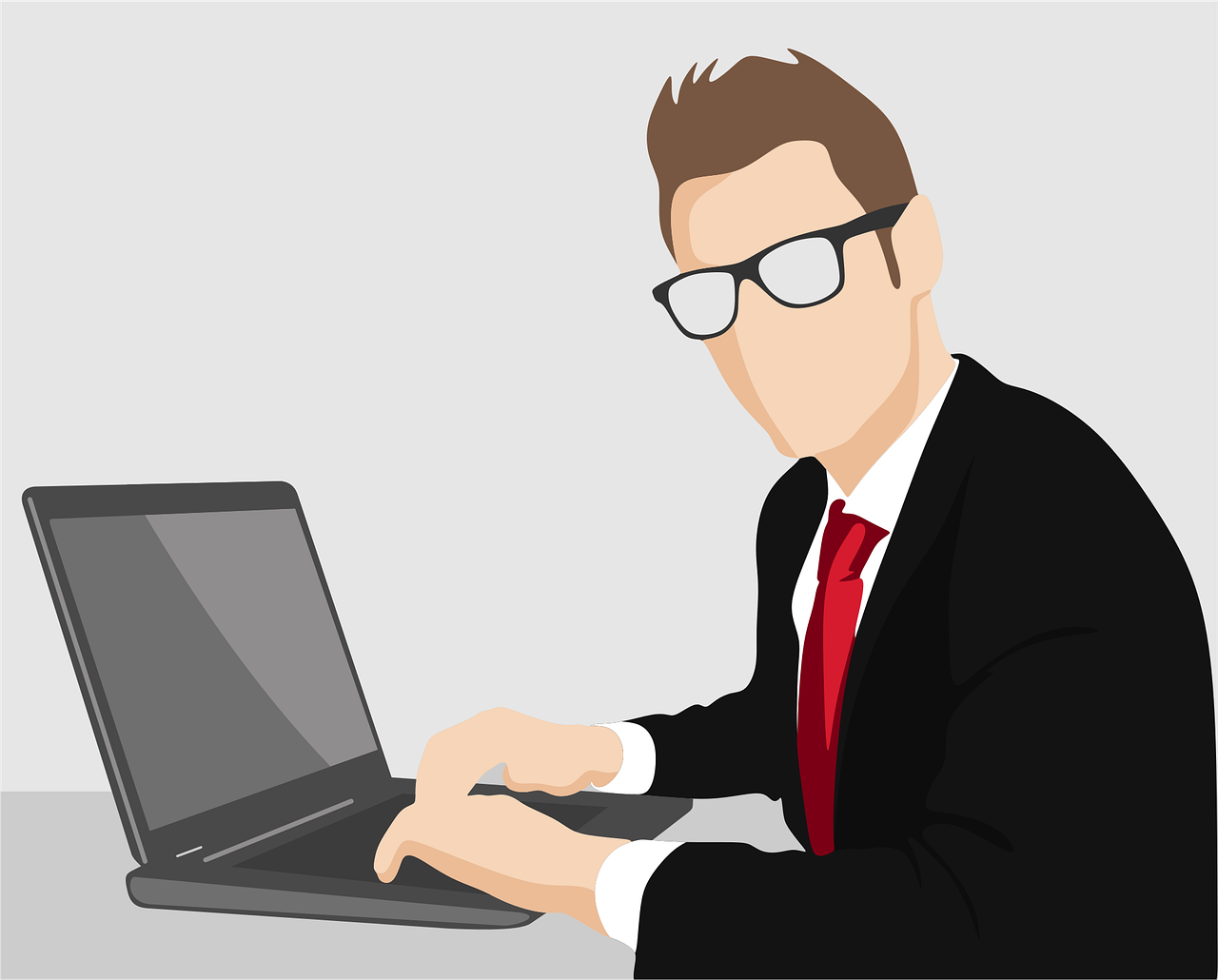 Tekening van man met laptop