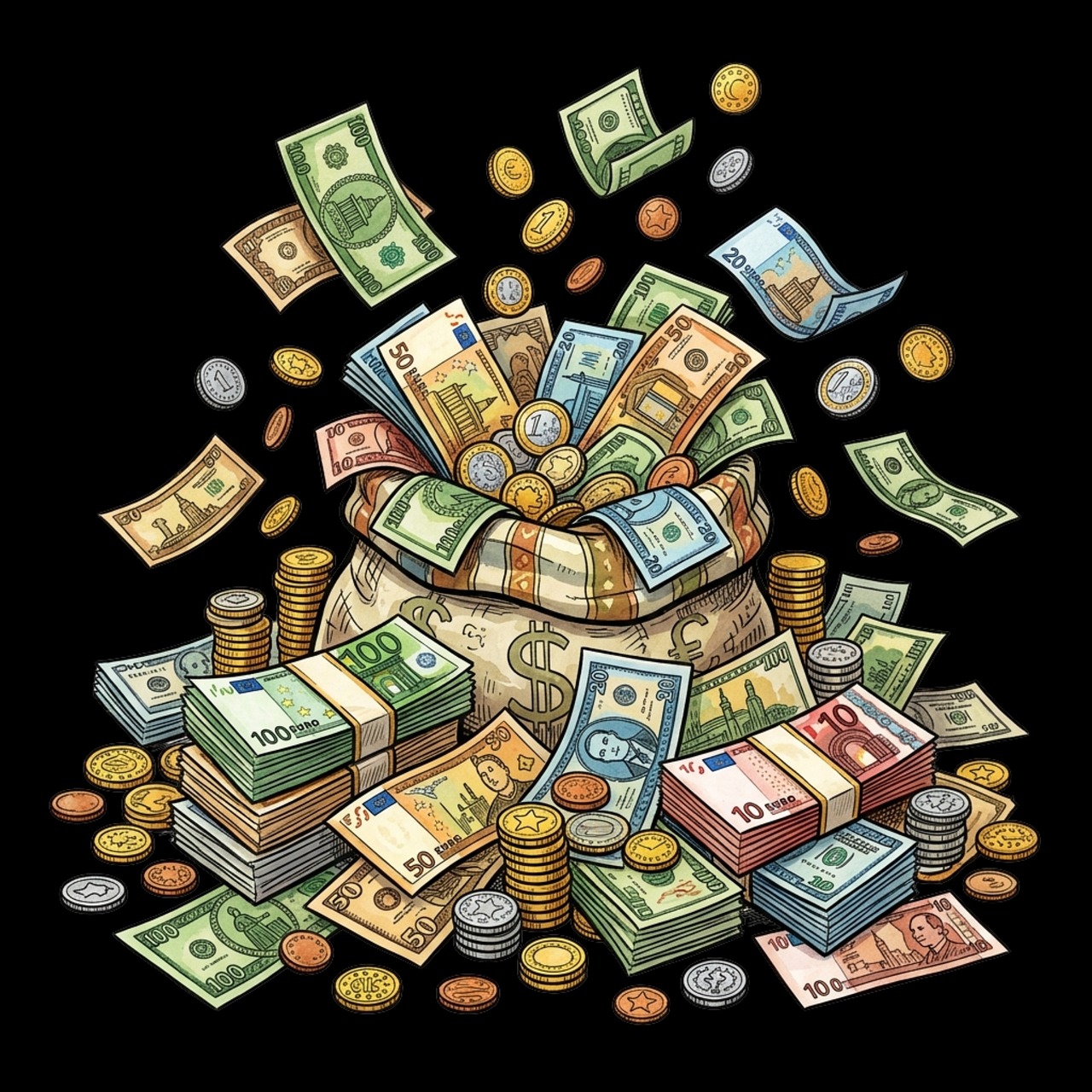 Tekening van geld