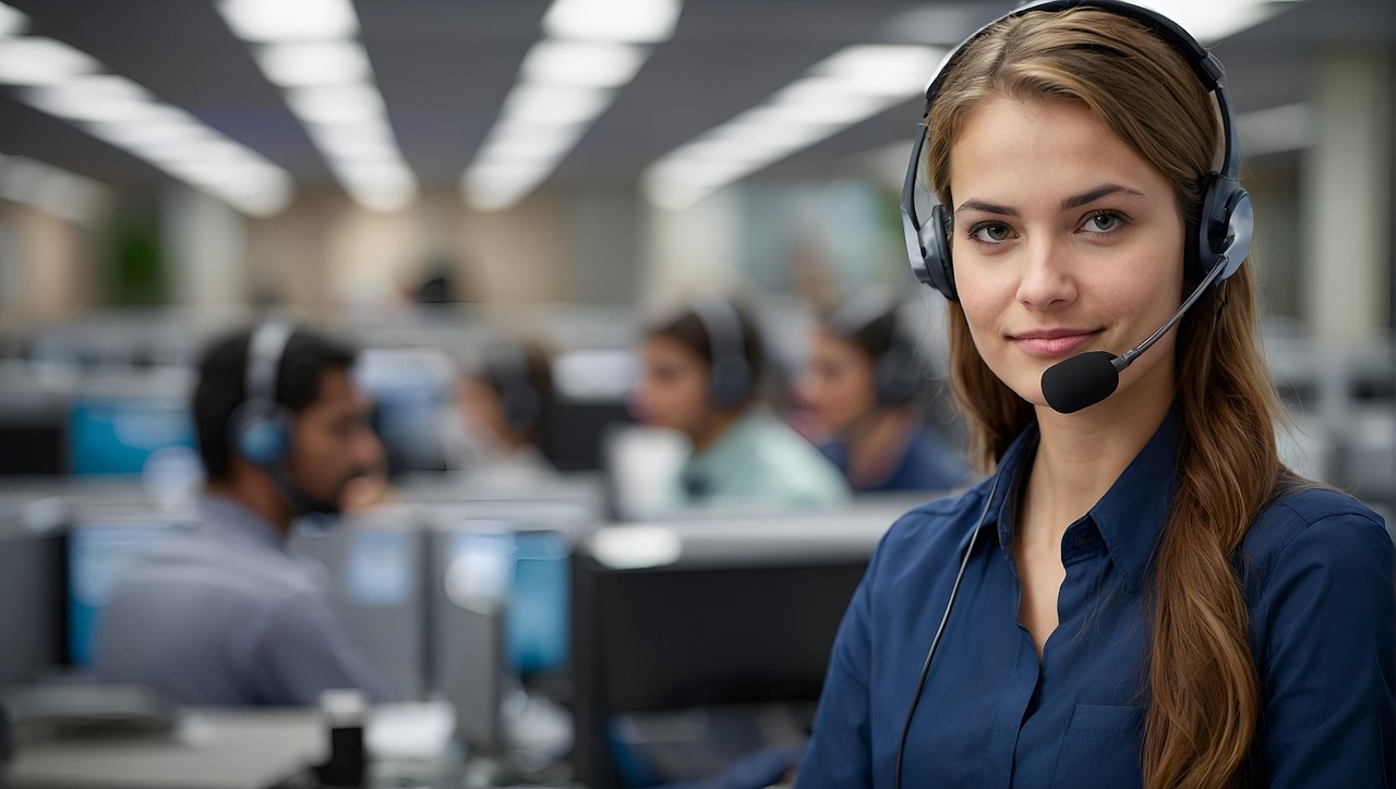 Vrouw in callcenter