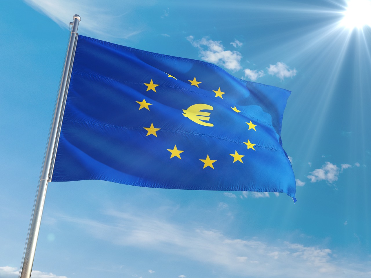 Europese vlag met euro-teken erop