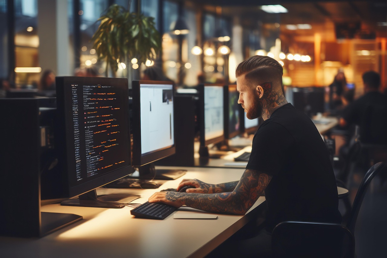 Man werkt met een computer (foto Pixabay)