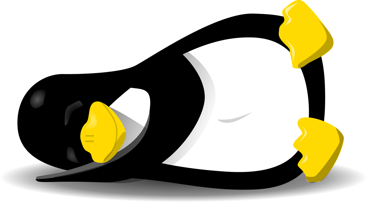 Linux logo gekanteld