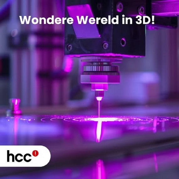 3D printer met tekst WONDERE WERELD IN 3D