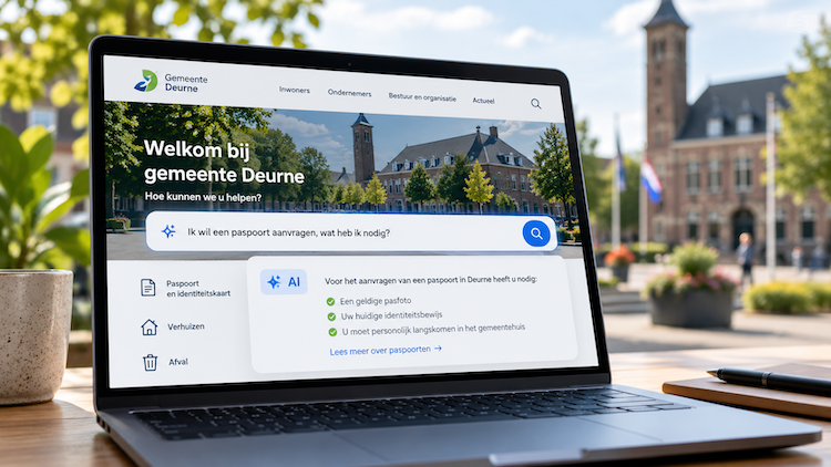 Laptop met op scherm website van gemeente Deurne