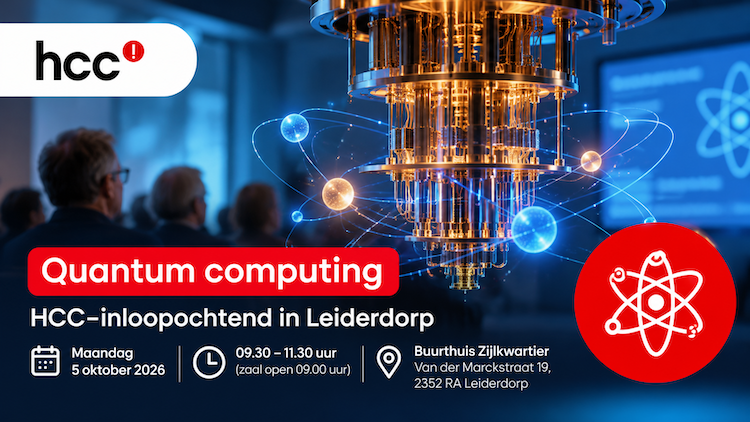 Afiiche bijeenkomst quantum computing in Leiderdorp op 5 oktober