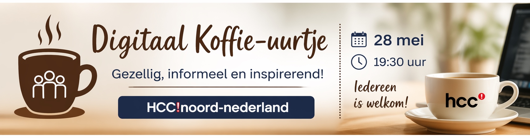 Digitaal Koffie uurtje HCCnoord nederland donderdag 28 mei 2026