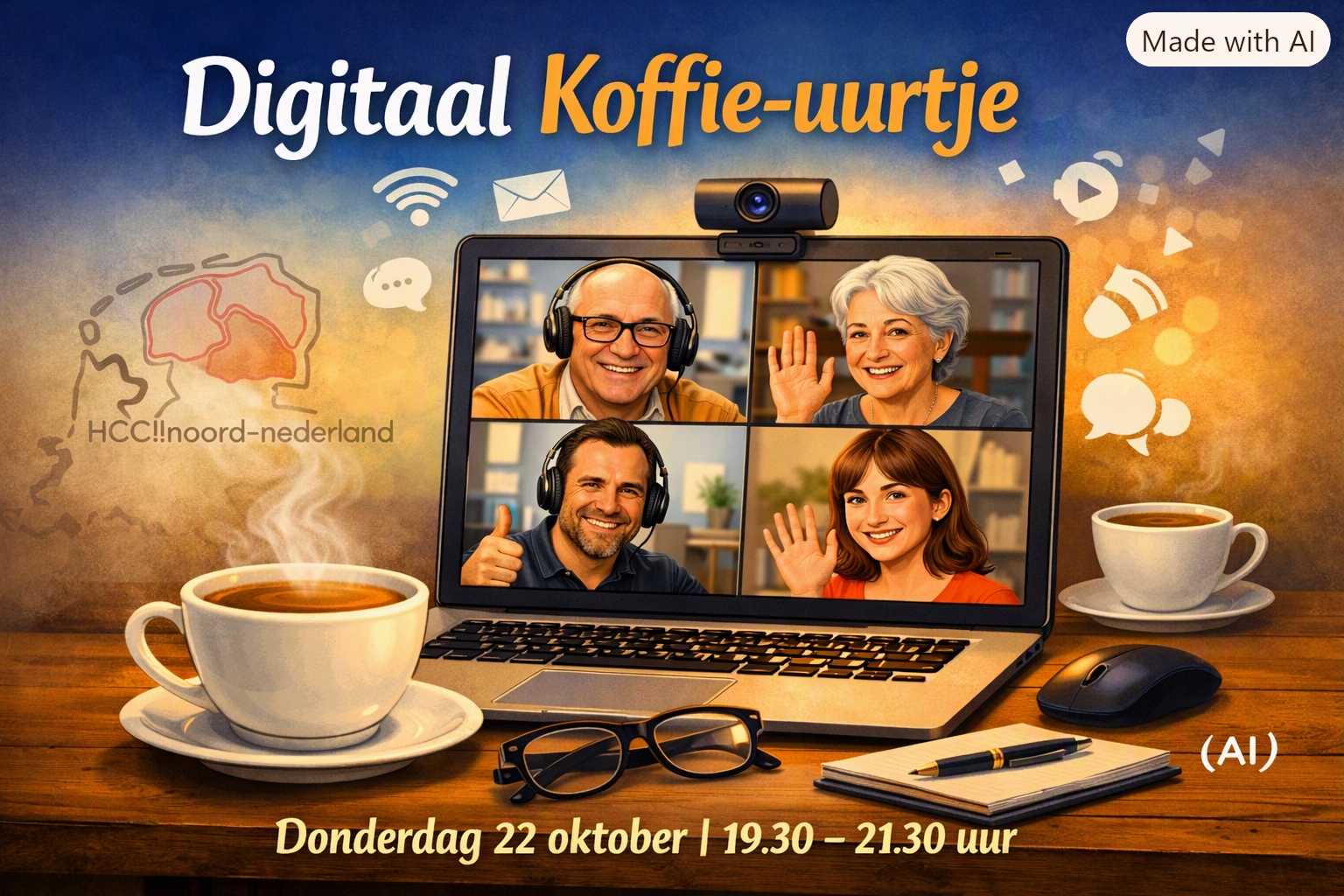 Digitaal Koffie uurtje HCC Noord Nederland Donderdag 22 oktober