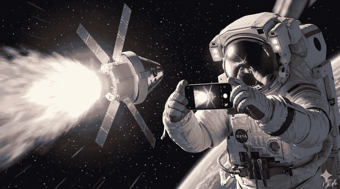 astronaut die een foto maakt