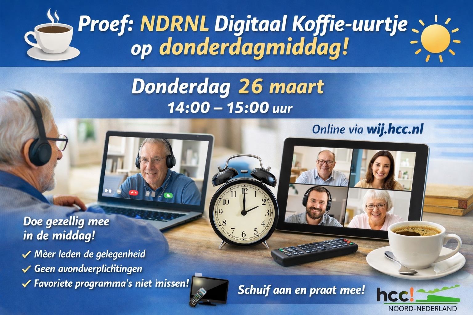 HCCnoord nederland Digitaal Koffie uurtje in de middag