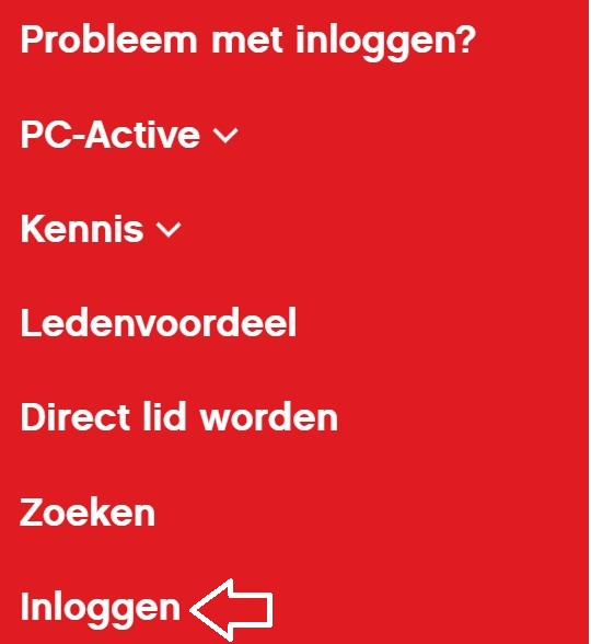 HCC account 3 Inloggen hamburger menu