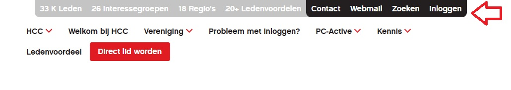 HCC account 4 inloggen reguliere menu