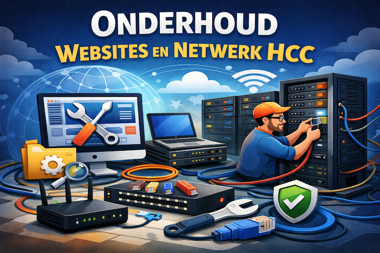 Onderhoud aankondiging websites en netwerken met iter die bezig is