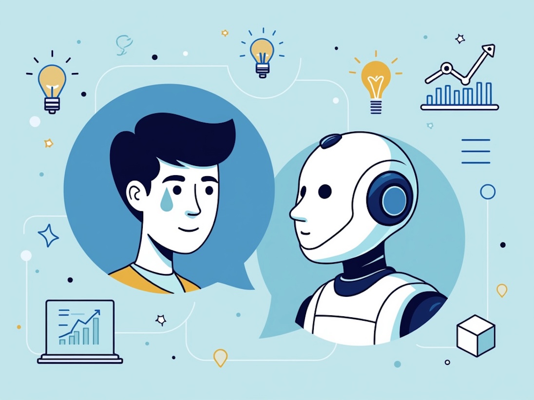 Persooin en een chatrobot in gesprek met elkaar