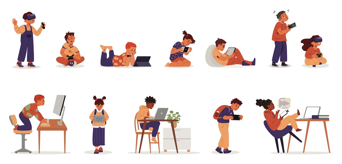 Kinderen met beeldschermen