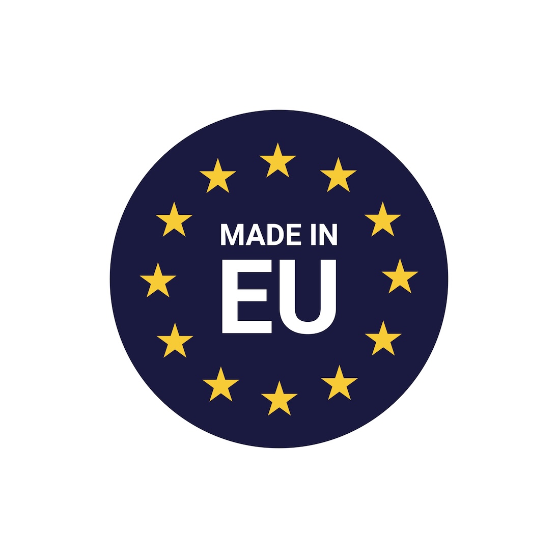 logo van EU met daarin geschreven MADE IN EU