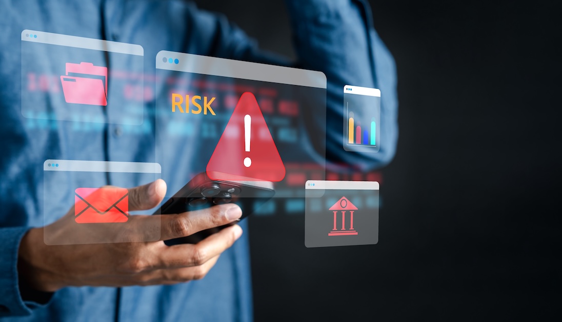 Scherm vol met waarschuwingen tegen datadiefstal etc