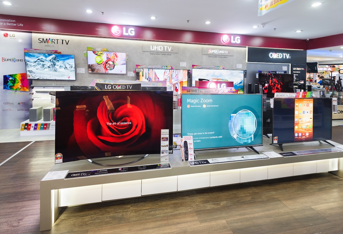 LG televisies in een winkel